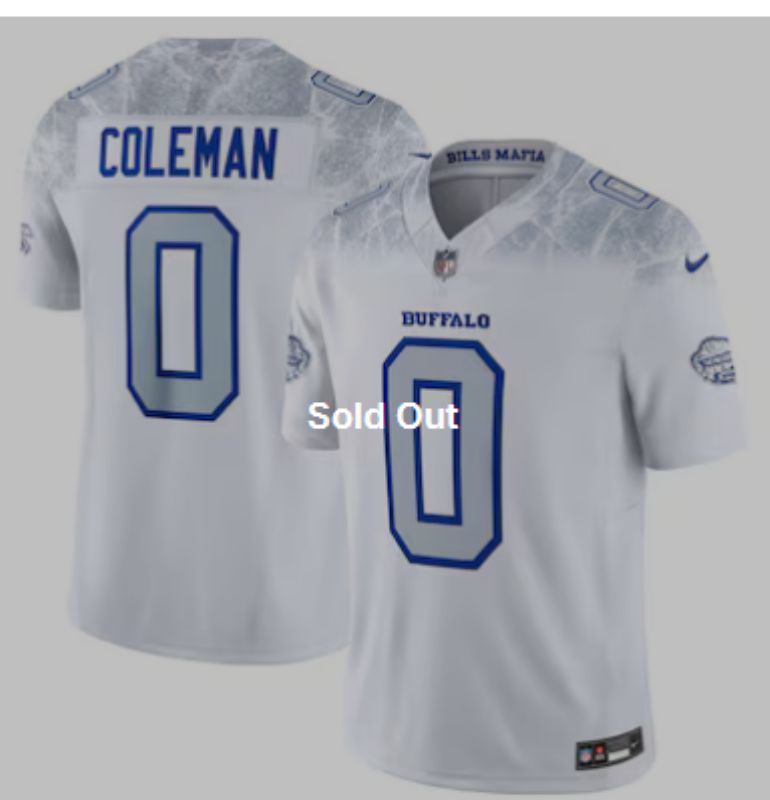 Men Buffalo Bills 0 Coleman Nike White 2025 Rivalries Collection Limited NFL Jersey